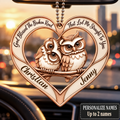 Couple Owl Heart Personalized Ornament - Custom Names God Blessed Heart with Owl Couple Heart Car Ornament - Gift for Couples, Anniversary Gifts for Husband & Wife, for Owl Lovers