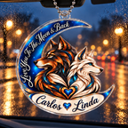 Personalized Names Love You to the Moon & Back Wolf Couple Ornament – Anniversary Gift