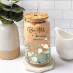 Floral Be Still Can Glass Christian Gifts for Women