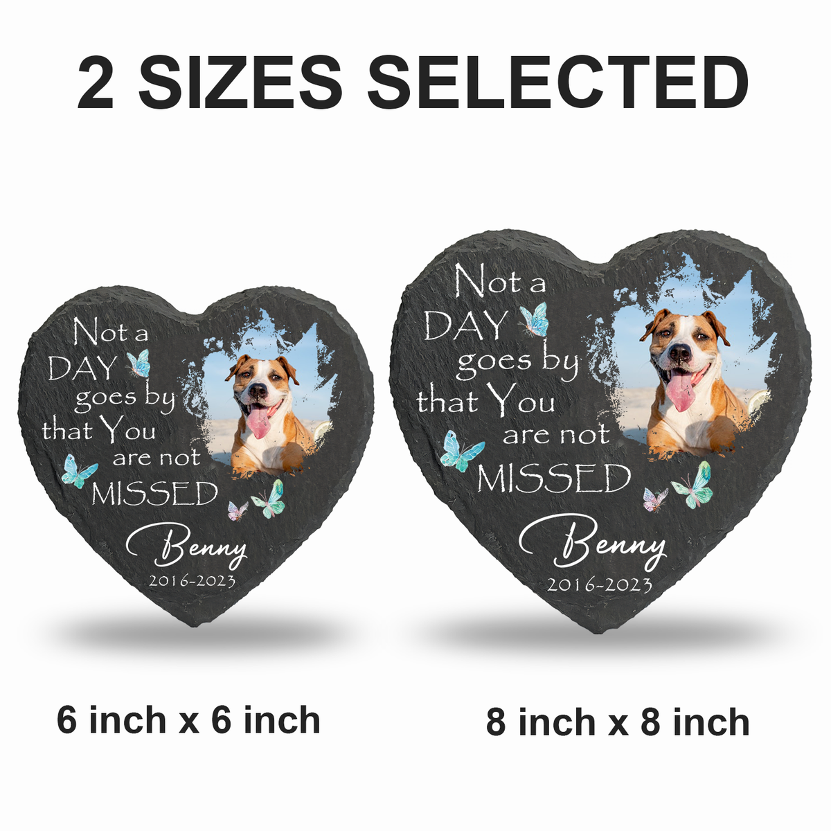 Dog Photo Blue Butterly Butterfly Custom Dog Memorial Stone, Pet Memorial Gifts - Personalized Custom Memorial Tomstone