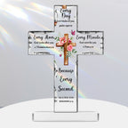 Every Second He Loves You Cross Shaped Acrylic Plaque Christian Gifts Religious Gifts Inspirational Gifts with Bible Verse Prayers