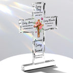 Every Second He Loves You Cross Shaped Acrylic Plaque Christian Gifts Religious Gifts Inspirational Gifts with Bible Verse Prayers