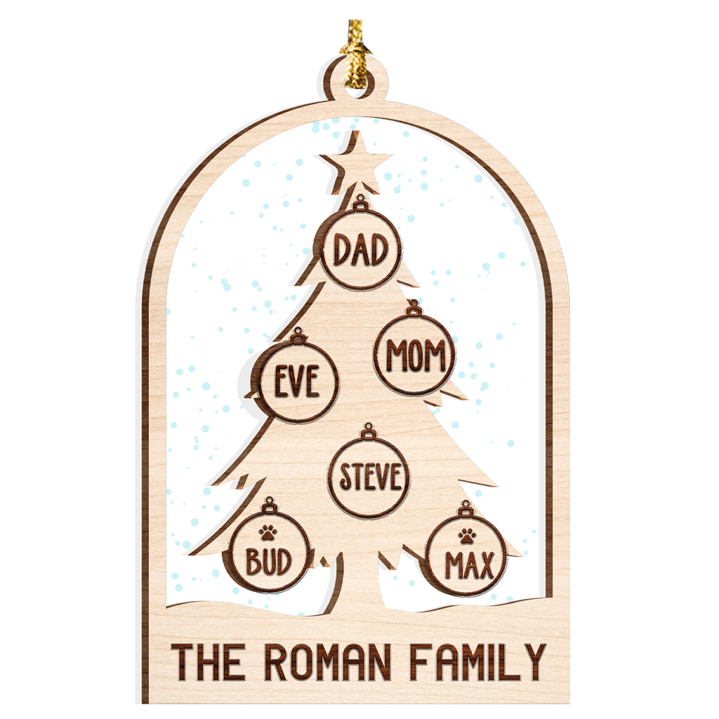 Snow Christmas Tree Family Custom 2 Layers Christmas Car Hanging Wooden Transparent Acrylic Ornament