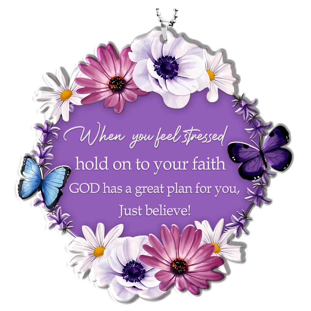 Daisy Floral Hold On Your Faith Christian Gifts For Women, Birthday Gifts For Women, Ornament Gift Bible Verse Christmas Ornament Car Hanging