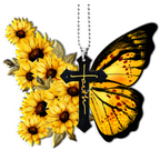 Butterfly Sunflower Cross Christian Gifts For Women, Birthday Gifts For Women, Ornament Gift, Christmas Ornament Car Hanging