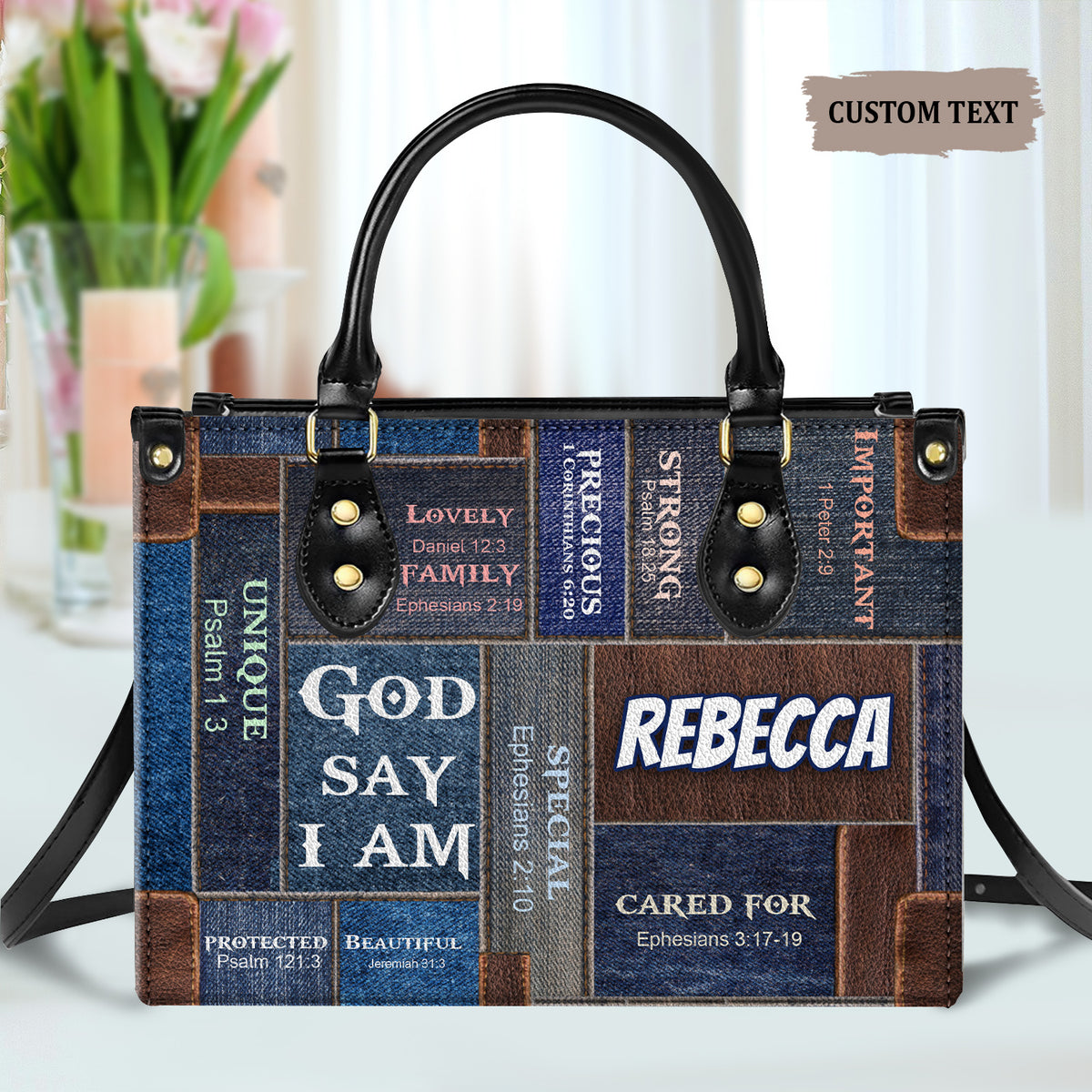 God Says I Am Everlasting Faith Personalized Leather Handbag