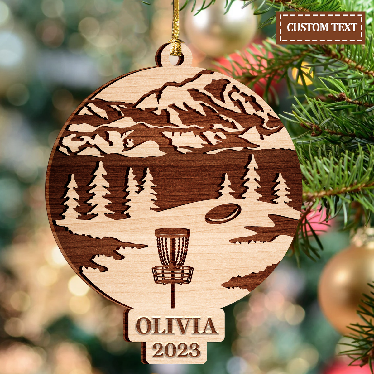 Disc Golf Custom Ornament 2 Layers Christmas Car Hanging Wooden Ornament