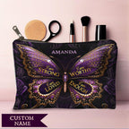 I Am Strong Personalized Cosmetic Bag Inspirational Gifts Christian Gift