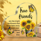 True Friends Gifts Friendship Sunflower Gifts For Bestie Best Female Friend Birthday Gifts For Women Heart Acrylic Plaque
