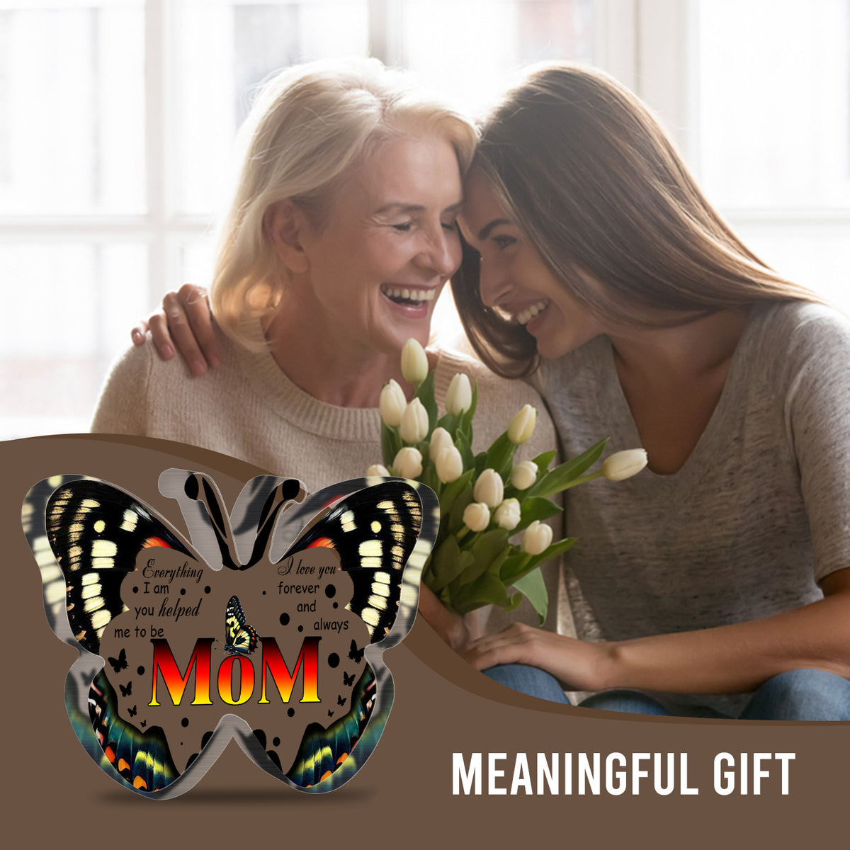 I Love You Mom Mothers Day Gifts for Mom, Unique Mom Birthday Gift Ideas, Butterfly-Shaped Acrylic Keepsake Gifts