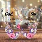 Butterfly Flowers God Is Within Her Acrylic Plaque Christian Gifts Bible Verses Religious Gifts