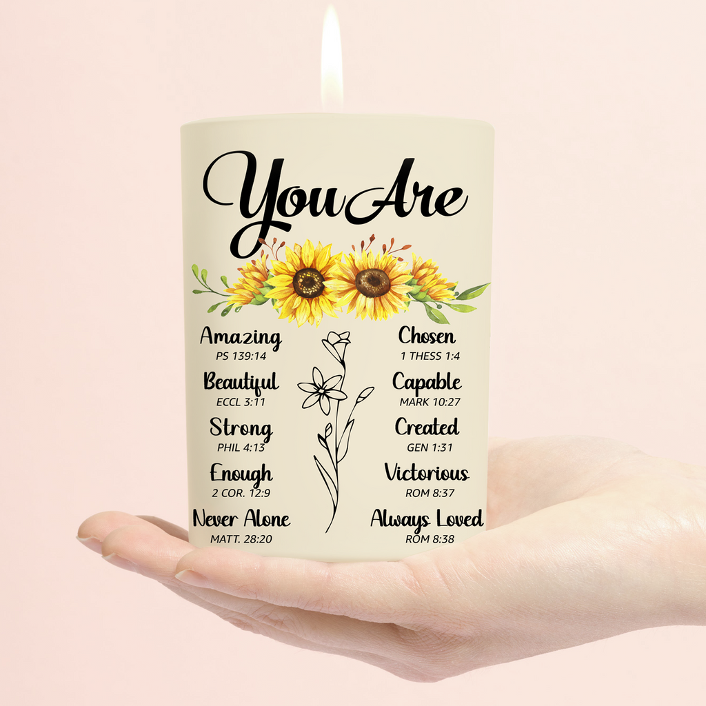 Sunflower You Are Custom Bible Verse Scented Candle Gifts