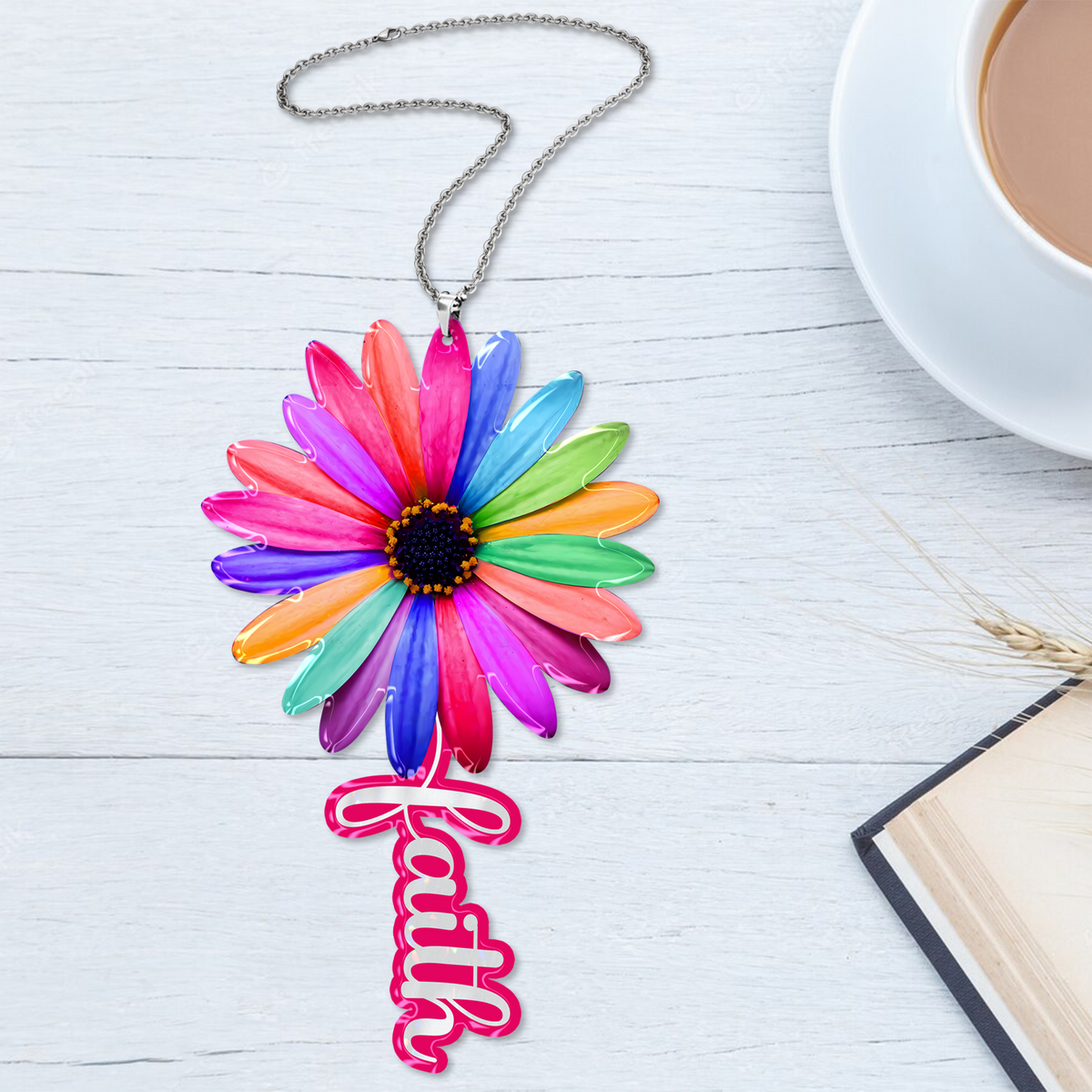 Colorful Daisy Faith Christian Gifts For Women, Birthday Gifts For Women, Ornament Gift, Christmas Ornament Car Hanging