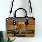God Says I Am Brown Personalized Leather Handbag Bags, Gifts for Women