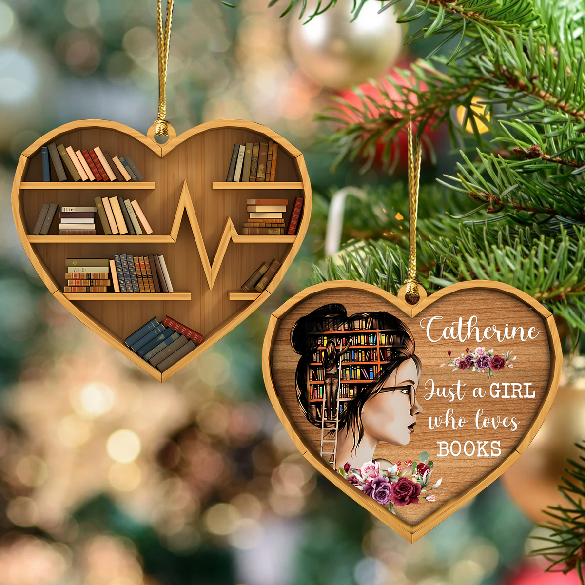 Bookshelf Just A Girl Who Loves Books 2 Sides Book Lovers Girl Custom Wooden Ornament