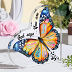 Colorful Butterfly God Says You Are Acrylic Plaque Heart Shaped Gifts