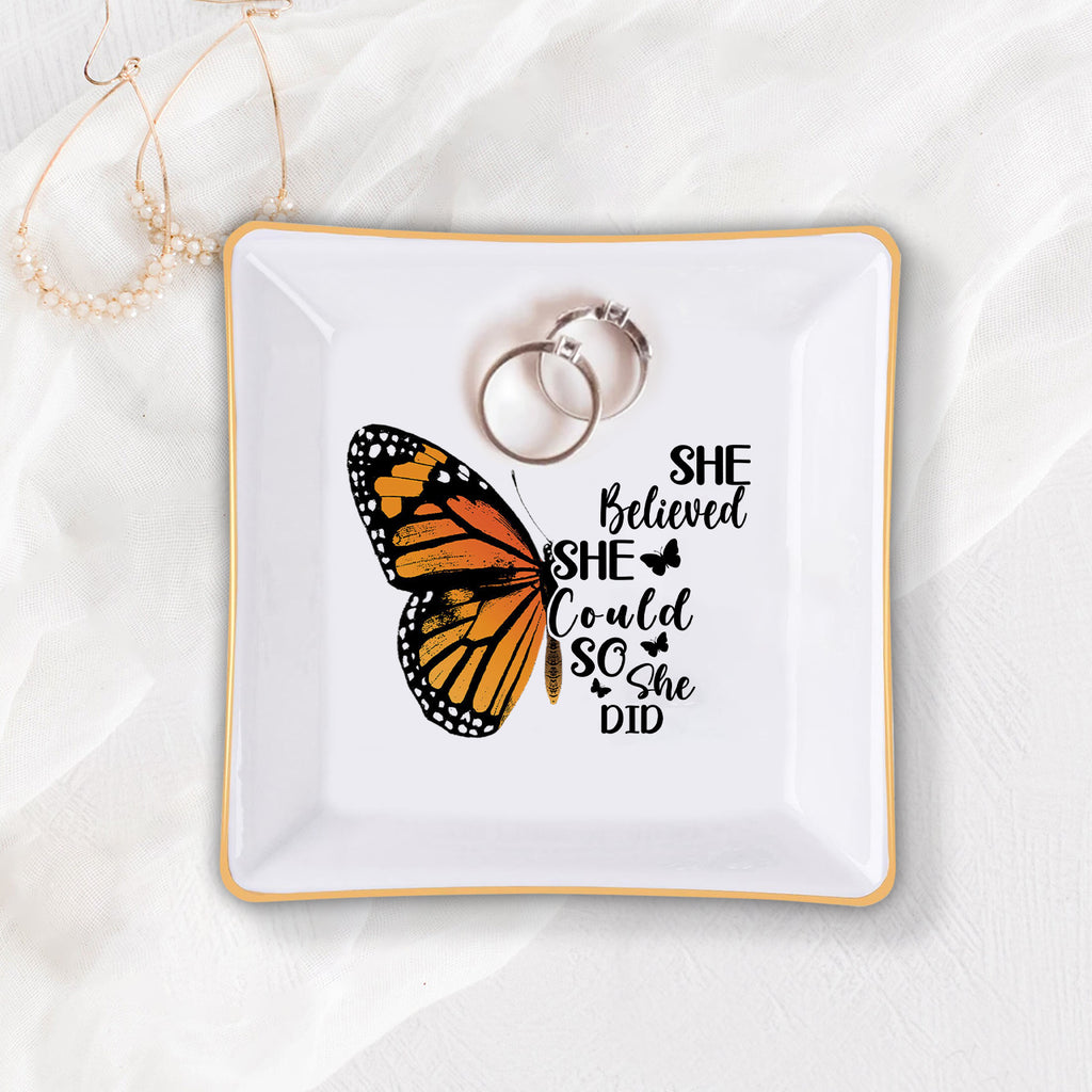 She Believed She Could So She Did Christian Gifts Inspirational Religious Gifts Ceramic Ring Dish