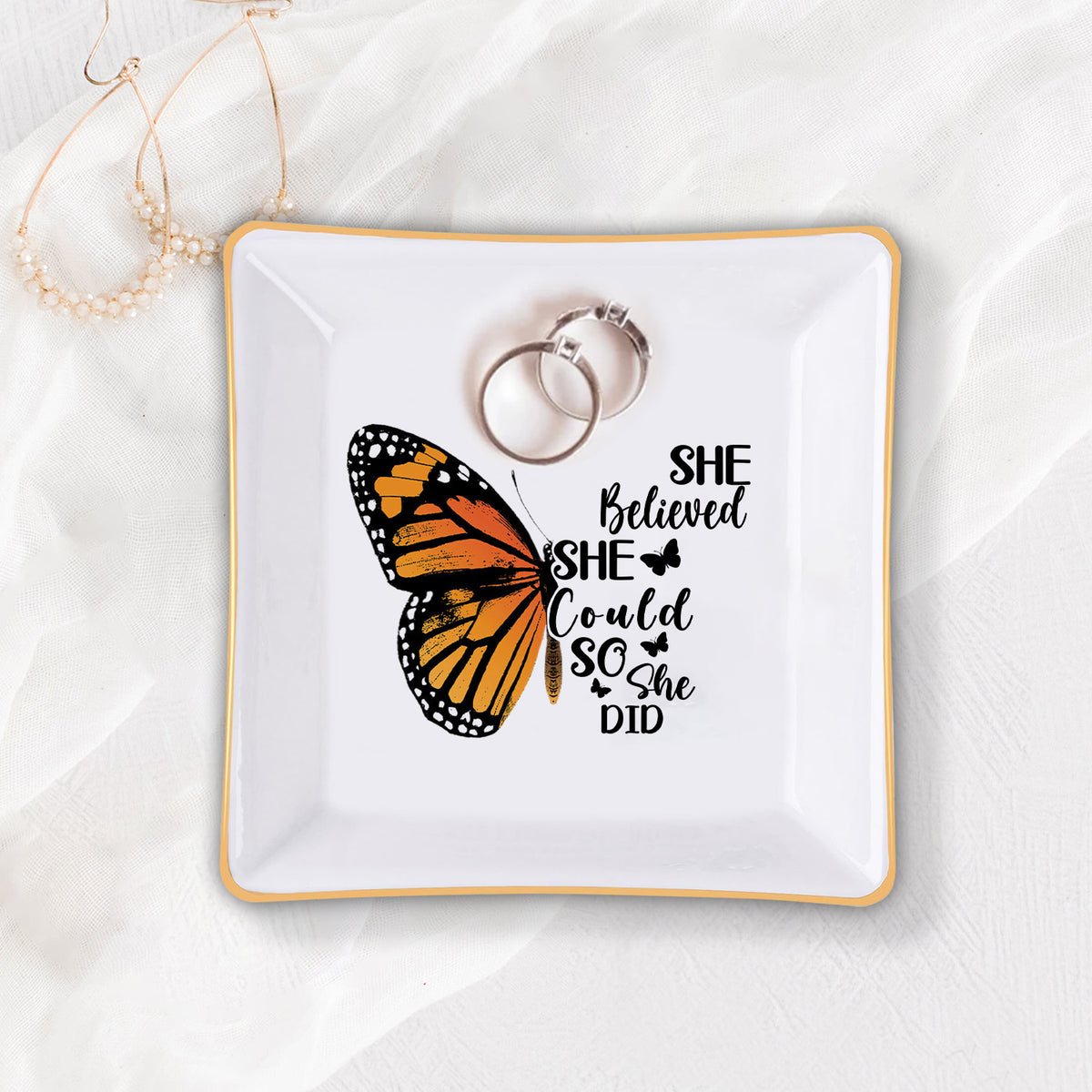 She Believed She Could So She Did Christian Gifts Inspirational Religious Gifts Ceramic Ring Dish