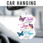 Butterfly Faith Hope Love Christian Gifts For Women, Birthday Gifts For Women, Ornament Gift, Christmas Ornament Car Hanging
