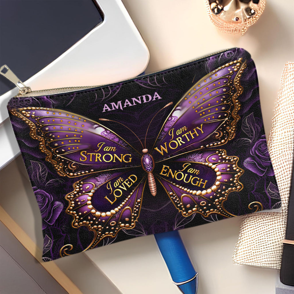 I Am Strong Personalized Cosmetic Bag Inspirational Gifts Christian Gift