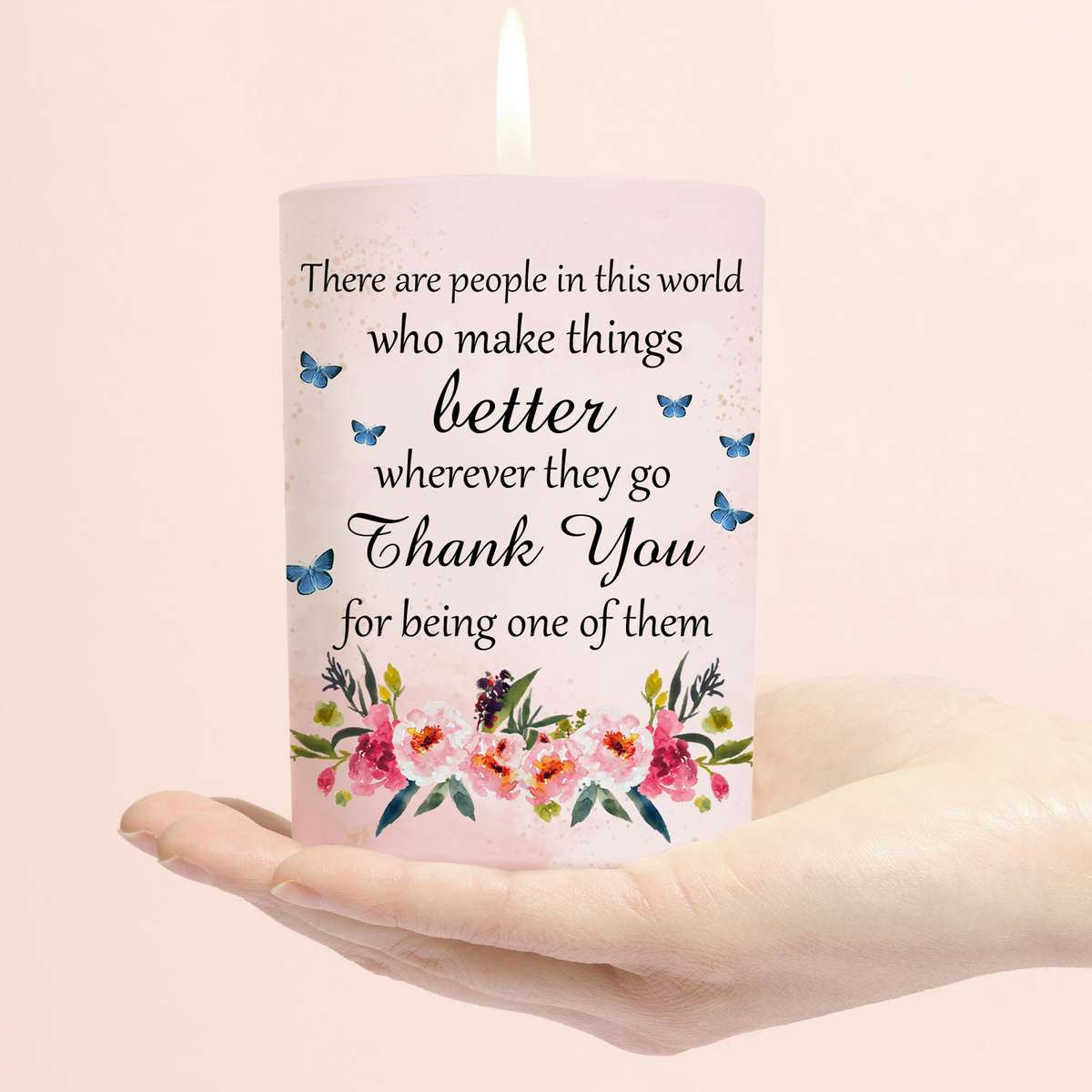 Pink Floral Thank You Scented Candle Gifts