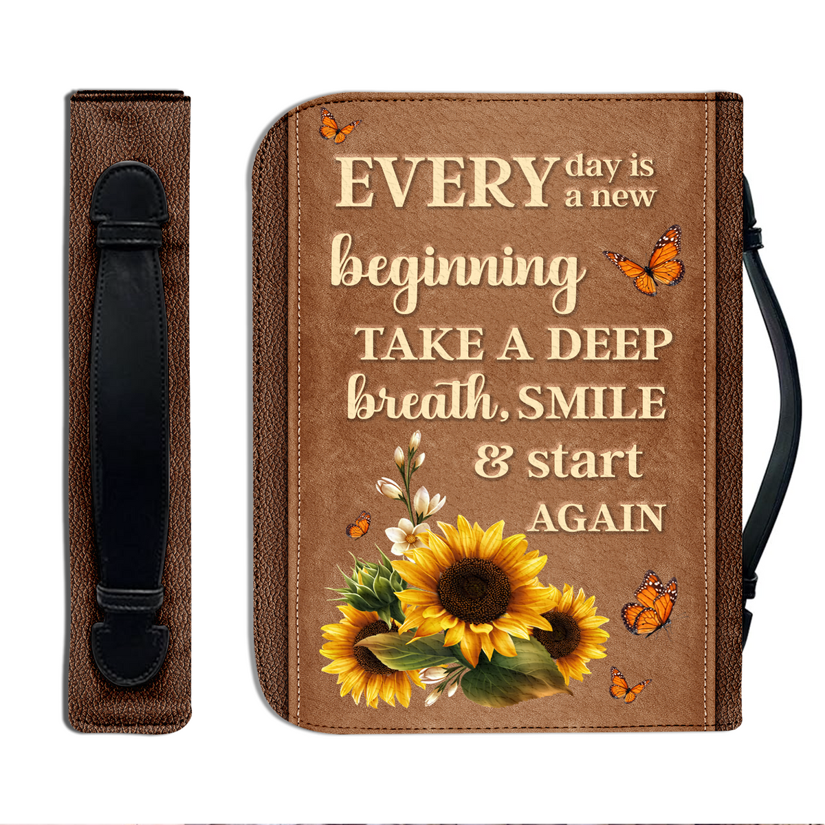 Sunflower Leather Every Day Is A New Beginning Christian Personalized Bible Cover