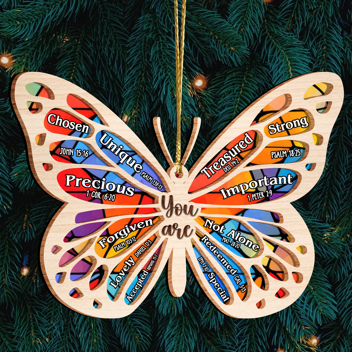 Butterfly You Are Stained Glass Pattern Two Layers Suncatcher Ornament Christmas Ornament Car Hanging Ornament