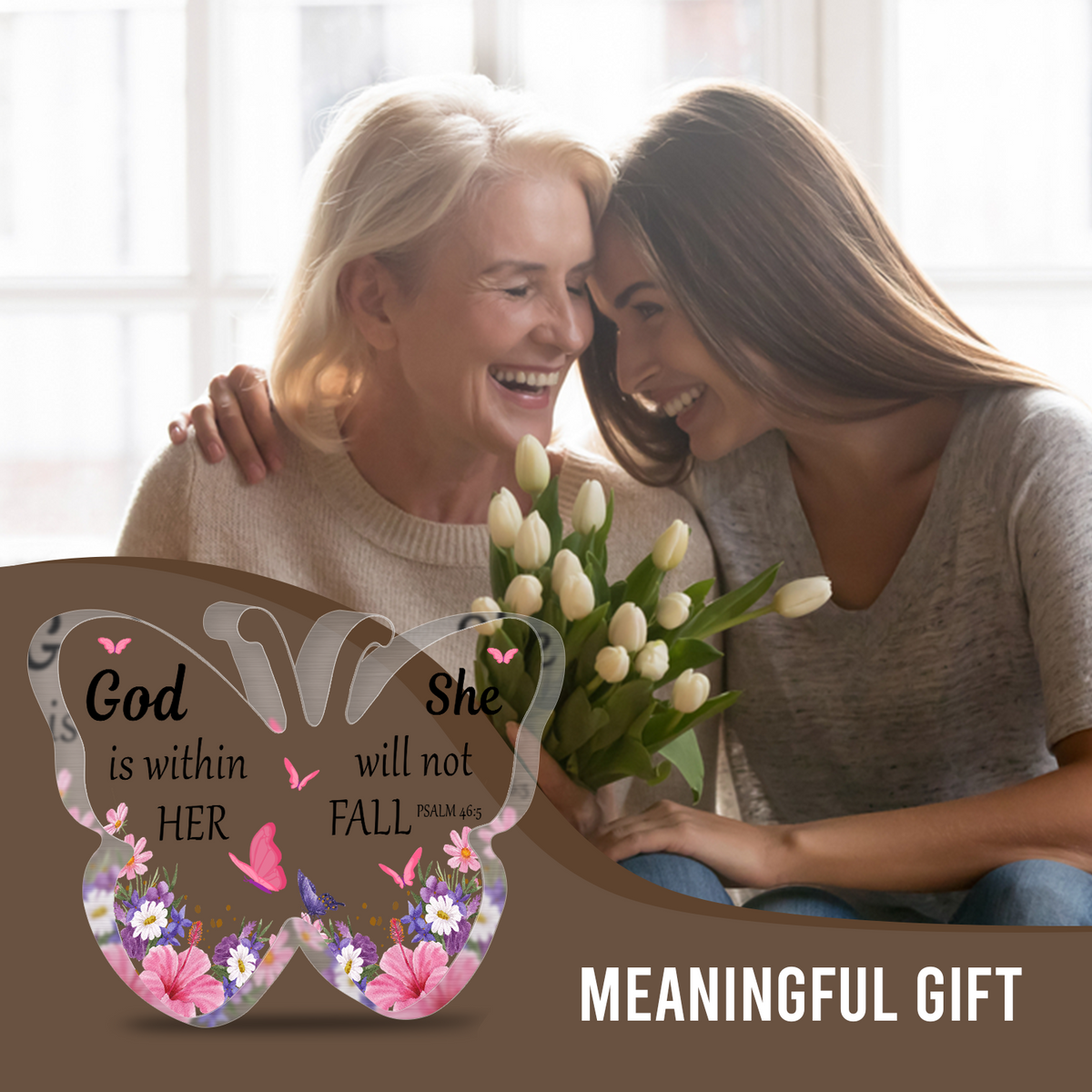 Butterfly Flowers God Is Within Her Acrylic Plaque Christian Gifts Bible Verses Religious Gifts