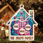 Home Family Christmas Tree Custom 2 Layers Stained Glass Suncatcher Christmas Car Hanging Wooden Ornament