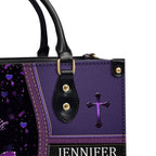 Faith Hope Love Purple Bag Personalized Leather Handbag Bags, Gifts for Women