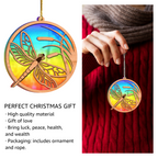 Rainbow Dragonfly Suncatcher Stained Glass Pattern Two Layers Ornament Christmas Ornament Car Hanging