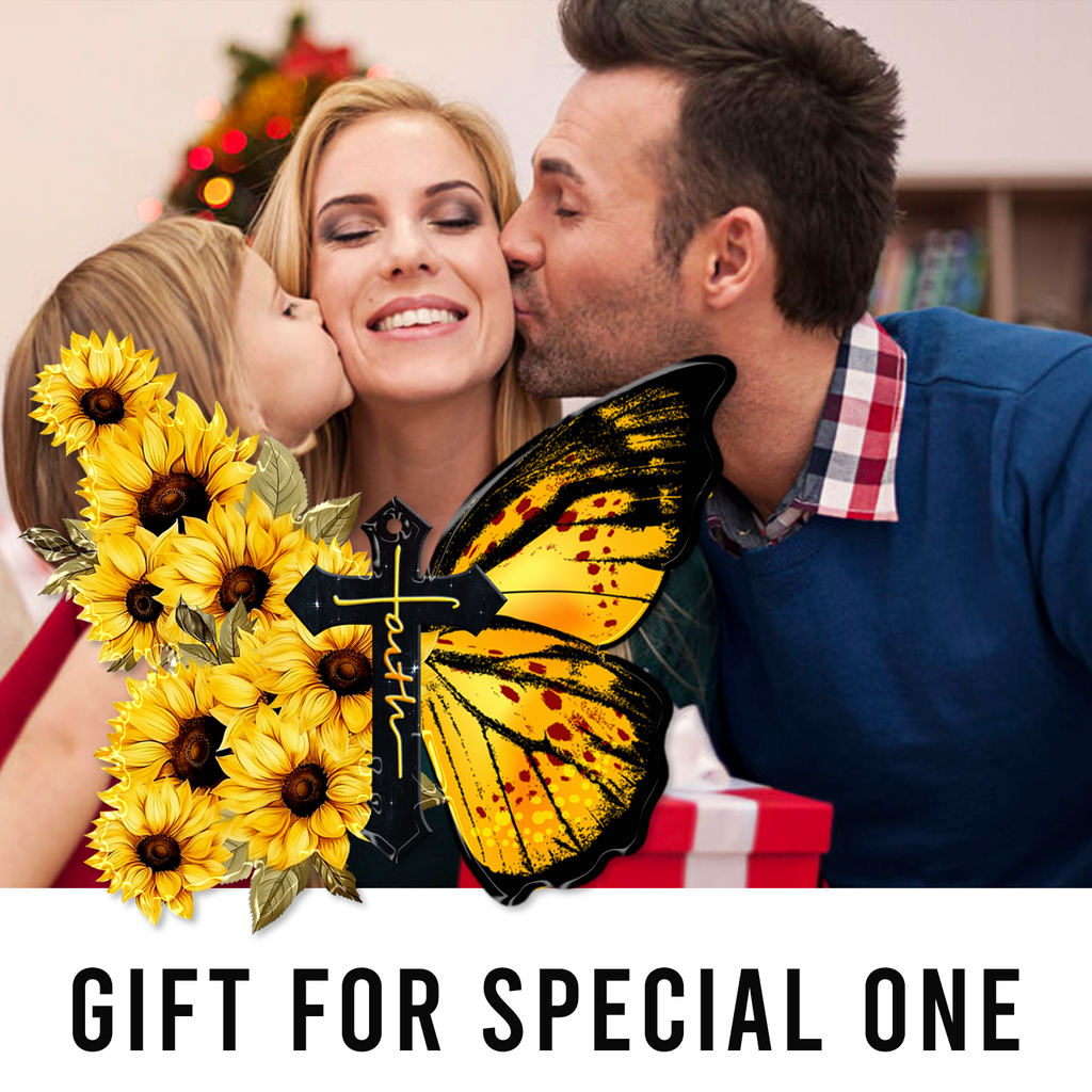 Butterfly Sunflower Cross Christian Gifts For Women, Birthday Gifts For Women, Ornament Gift, Christmas Ornament Car Hanging