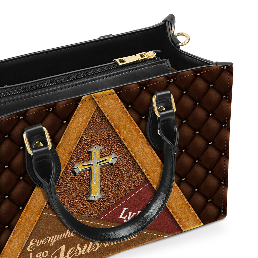 Everywhere I Go, I Bring Jesus With Me Personalized Leather Handbag Christian Gifts Bible Verses Religious Gifts