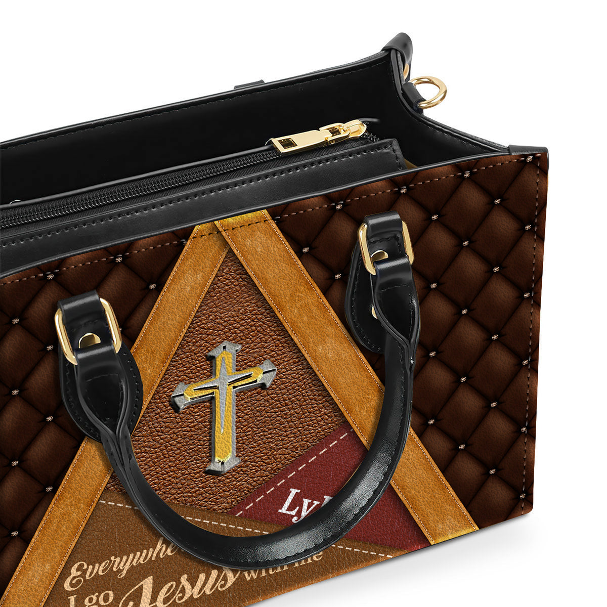 Everywhere I Go, I Bring Jesus With Me Personalized Leather Handbag Christian Gifts Bible Verses Religious Gifts