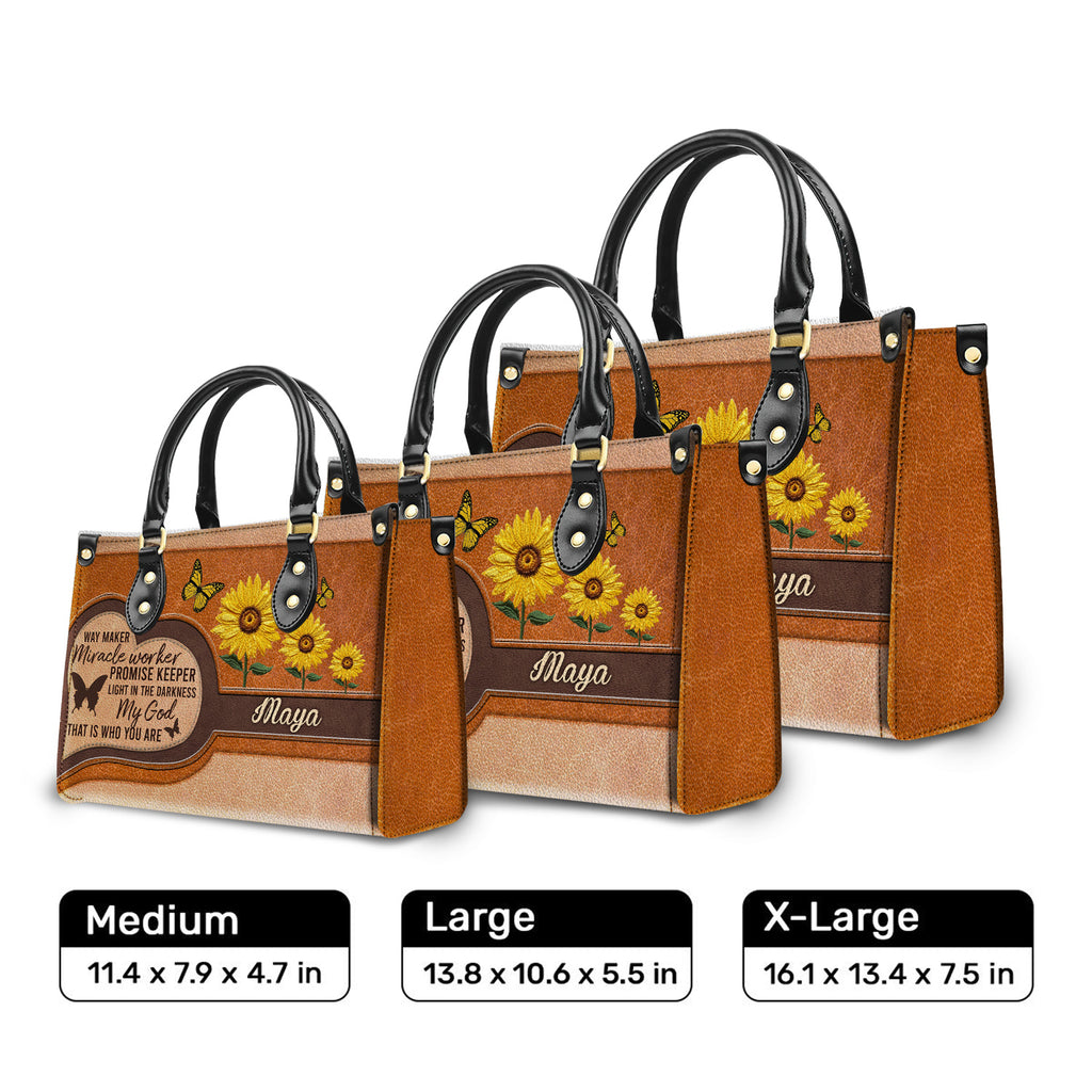 Way Maker Miracle Worker Personalized Leather Handbag