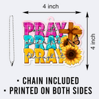 Sunflower Cross Pray On It Christian Gifts For Women, Birthday Gifts For Women, Ornament Gift, Christmas Ornament Car Hanging