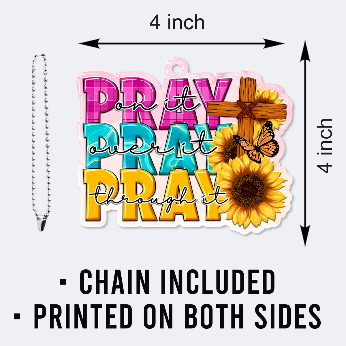 Sunflower Cross Pray On It Christian Gifts For Women, Birthday Gifts For Women, Ornament Gift, Christmas Ornament Car Hanging