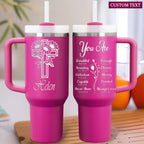 You Are Bible Verse 40oz Personalized Tumbler Travel Cup - Birthday, Christmas Gifts for Women - Inspiration Gifts