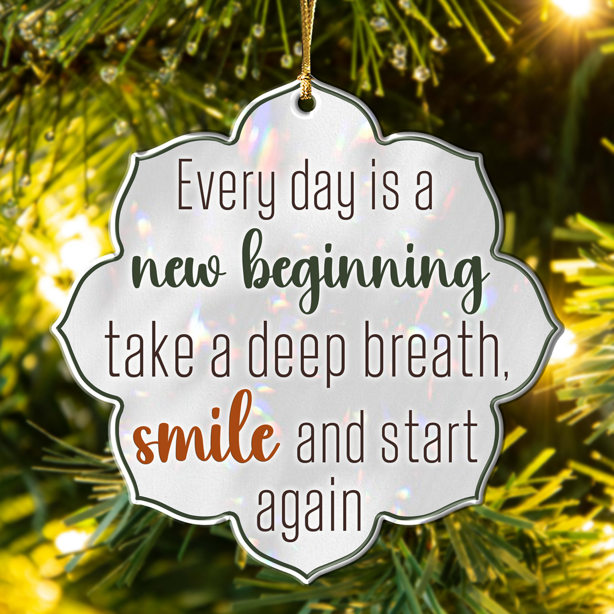 Flower Silhouette Every Day Is A New Beginning Christian Ornament Gift Bible Verse Christmas Ornament Car Hanging