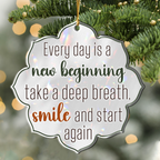 Flower Silhouette Every Day Is A New Beginning Christian Ornament Gift Bible Verse Christmas Ornament Car Hanging
