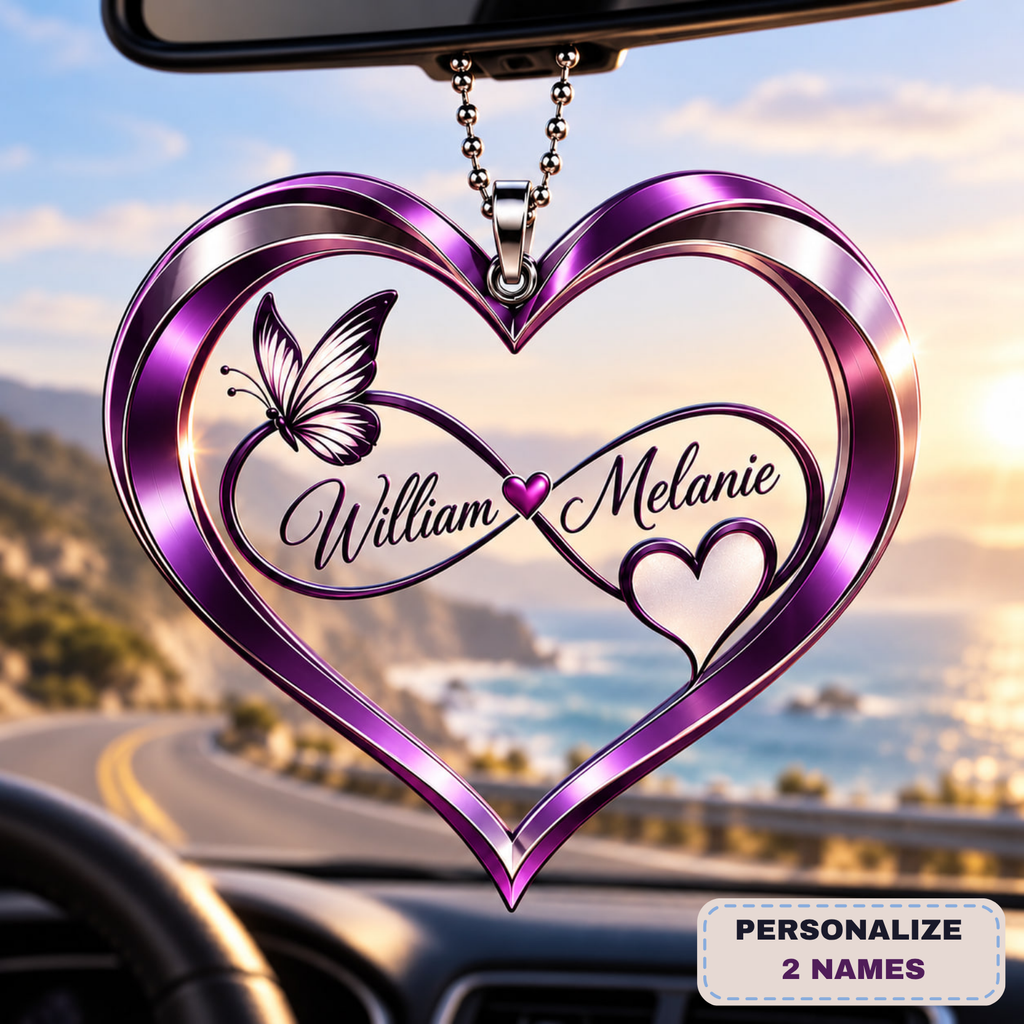 Personalized Names Infinity Heart Butterfly Ornament - Romantic Gift for Couple