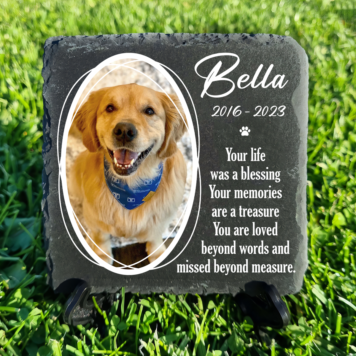 Pet Photo Your Life Was A Blessing Custom Dog Memorial Stone, Pet Memorial Gifts - Personalized Custom Memorial Tombstone