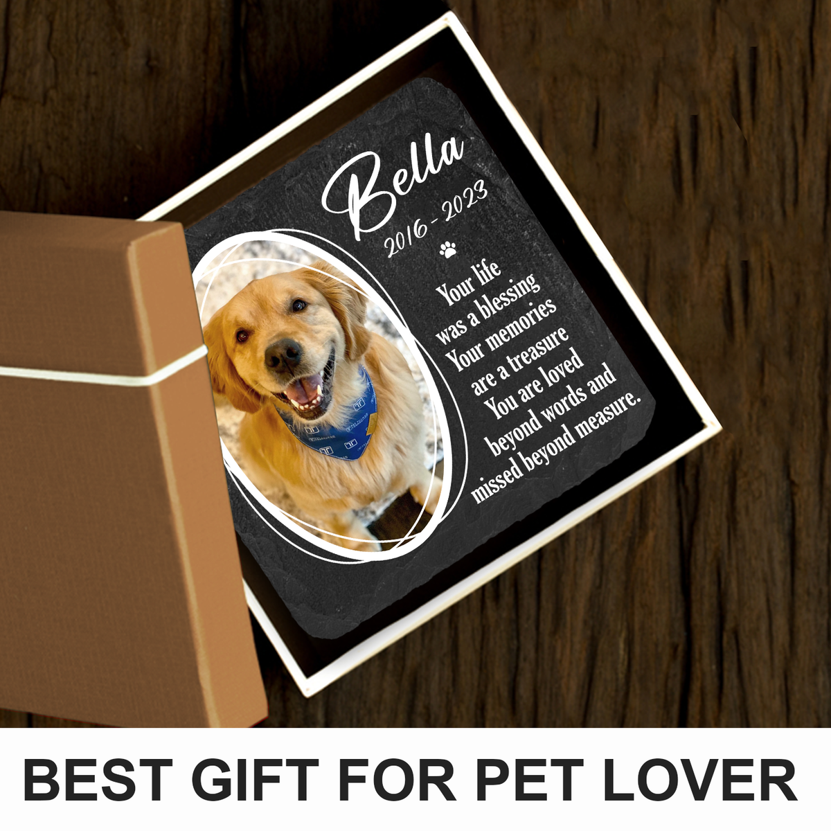 Pet Photo Your Life Was A Blessing Custom Dog Memorial Stone, Pet Memorial Gifts - Personalized Custom Memorial Tombstone