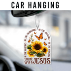 Sunflower Butterflies Religious Christian Ornament Gift Bible Verse Christmas Ornament Car Hanging