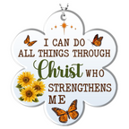 Sunflower Butterfly I Can Do All Thing Through Christ Christian Ornament Gift Bible Verse Christmas Ornament Car Hanging