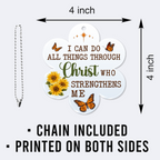 Sunflower Butterfly I Can Do All Thing Through Christ Christian Ornament Gift Bible Verse Christmas Ornament Car Hanging