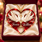Personalized Names Dove Couple Red Heart Ornament – Anniversary Gift