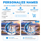 Personalized Names Love You to the Moon & Back Blue Wolf Couple Ornament – Anniversary Keepsake