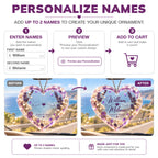 Personalized Names Lavender Love Heart Ornament - Romantic Gift for Couple