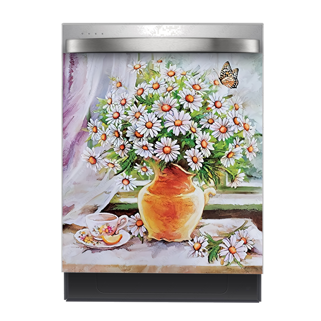 Beautiful Daisy Dishwasher Magnet Cover